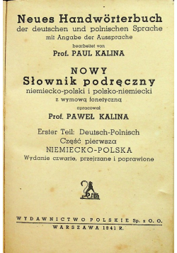 Nowy słownik podręczny niemiecko - polski i polski - niemiecki 1941 r.