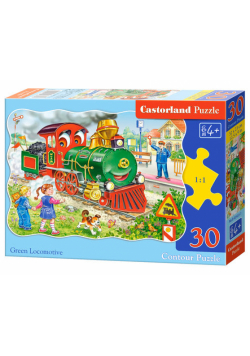 Puzzle konturowe Green Locomotive 30