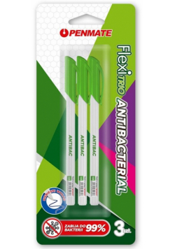 Długopis Flexi Trio Jet Antibacterial nieb. 3szt