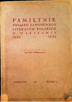 Pamiętnik związku zawodowego literatów polskich w Warszawie 1931 r.