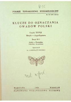 Klucze do oznaczania owadów Polski Część XXVII Motyle Lepidoptera Zeszyt 53 f