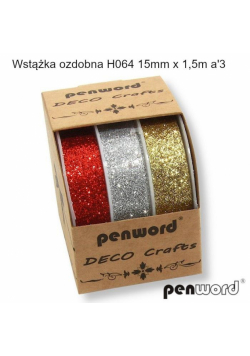 Wstążka ozdobna 15mmx1.5m 3szt (12szt)
