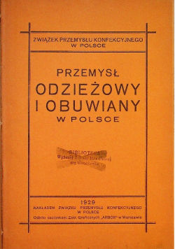Przemysł odzieżowy i obuwiany w Polsce 1929 r.