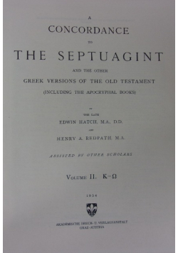 A Concordance To The Septuagint