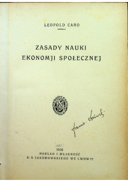 Zasady nauki ekonomji społecznej 1926 r.