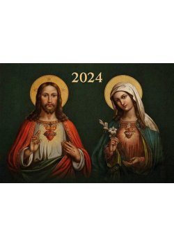 Kalendarz 2024 trójdzielny Serce Jezusa, Serce...