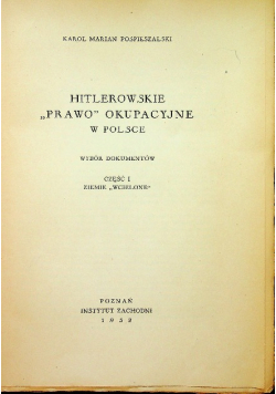 Hitlerowskie prawo okupacyjne w Polsce część 1