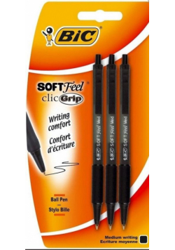Długopis Soft Feel czarny bls 3 szt BIC