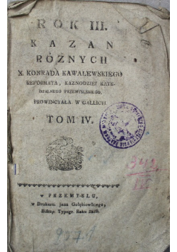 Rok III Kazań różnych Tom IV 1816 r.