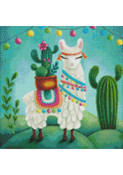 Diamentowa mozaika - Wesoła lama 40x40cm