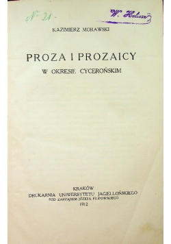 Proza i prozaicy w okresie Cycerońskim 1912 r.