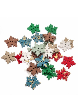 Guziki śnieżynki drewniane 2,5cm 28szt