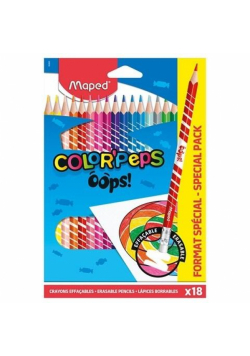 Kredki Colorpeps Oops trójkątne z gumką 18kol