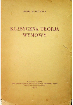 Klasyczna teorja wymowy 1936 r.