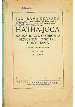 Hatha - joga 1922 r.