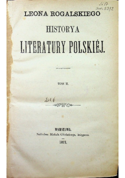 Historya literatury polskiej tom II 1871 r.