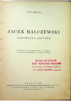 Jacek Malczewski człowiek i artysta 1933 r.