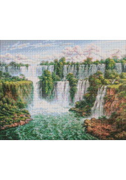 Diamentowa mozaika - Malowniczy wodospad 40x50cm