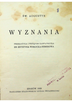 Święty Augustyn Wyznania 1929 r.