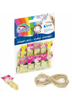 Ozdoby drewniane Spinacz Sowa 10szt FIORELLO