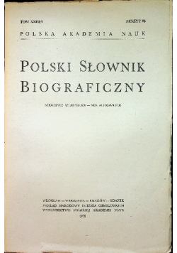 Polski Słownik Biograficzny Tom XXIII Zeszyt 96