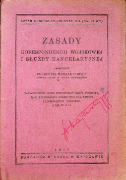 Zasady korespondencji wojskowej 1919 r.