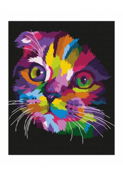 Malowanie po numerach - Tęczowy kotek 40x50cm