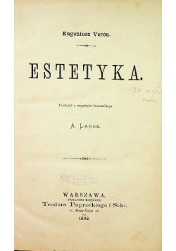 Estetyka 1892 r