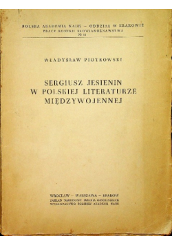 Sergiusz Jesienin w polskiej literaturze międzywojennej