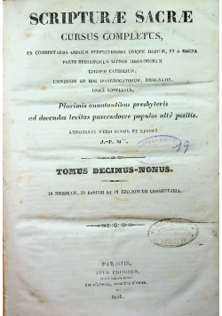 Scripturae sacrae cursus completus tomus decimus nonus 1840 r.