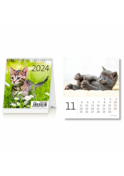 Kalendarz 2024 biurkowy Mini Kotki miesięczny