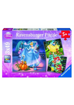 Puzzle 3x49 Królewna Śnieżka, Kopciuszek i Arielka