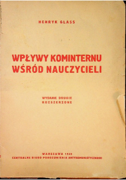 Wpływy kominternu wśród nauczycieli 1938 r.