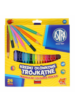 Kredki ołówkowe trójkątne 24 kolory ASTRA