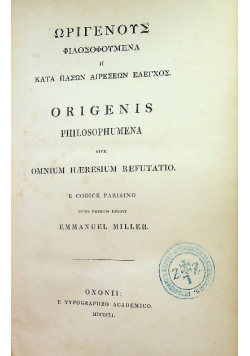 Origenis philosophumena 1851 r.