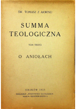 Summa teologiczna O Aniołach 1933 r.
