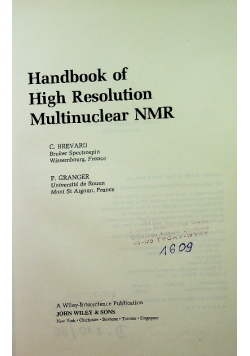 Handbook of High Resolution Multinuclear NMR