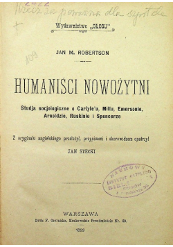 Humaniśvi nowożytni 1899 r.