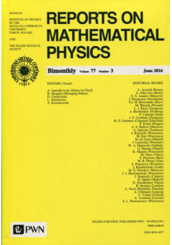 Reports on Mathematical Physics 77/3 2016 Kraj