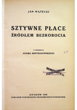 Sztywne płace źródłem bezrobocia 1938 r.
