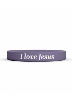Opaska silikonowa - I love Jesus - fioletowa