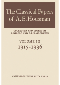 The Classical Papers of A. E. Housman