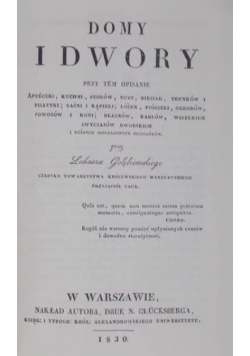Domy i dwory Reprint z 1830 r.
