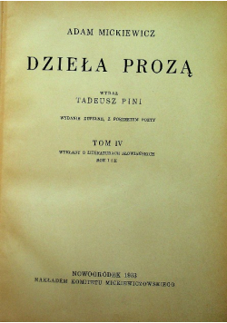 Mickiewicz Dzieła prozą tom IV i V 1933 r.