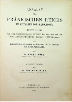 Annalen des frankischen reichs im zaitalter der karolinger 1887 r.