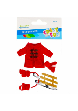 Ozdoba filcowa samoprzylepna atrybuty zima 4szt