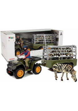 Quad z przyczepką transporter figurki: zebra