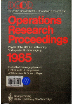 Operations Research Proceedings 1985