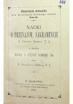 Nauki o sakramentach, 1891 r.