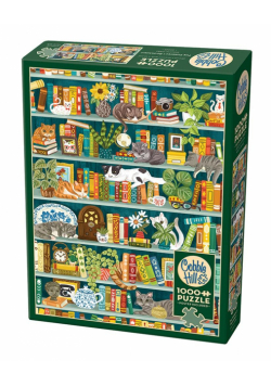 Puzzle 1000 Miejsce dla książek i kotów